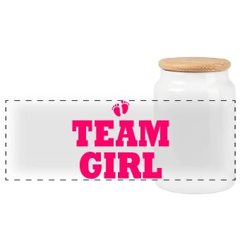 Team girl - Boîte à biscuits avec couvercle en bois - blanc - Devant