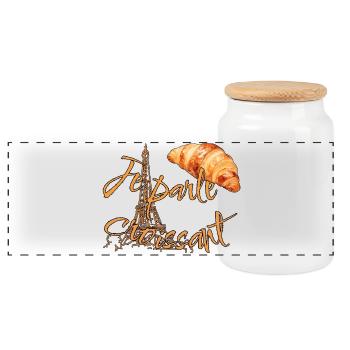 Je parle Croissant-Paris Vibes France - Boîte à biscuits avec couvercle en bois - blanc - Devant