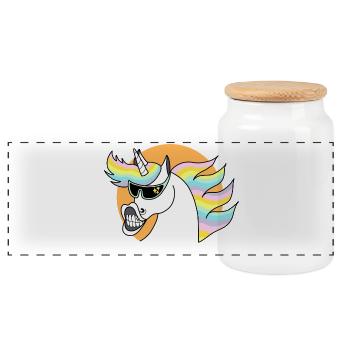Cool Unicorn - Panorama Keksdose mit Holzdeckel - Weiß - Vorne