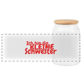 Ich bin die kleine Schwester - Panorama Keksdose mit Holzdeckel - Weiß - Vorne