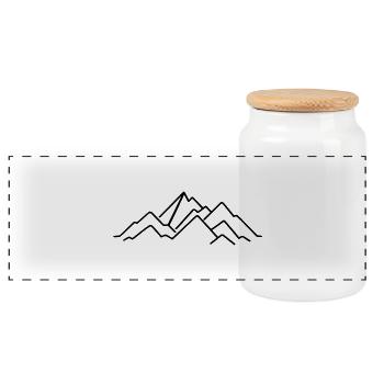 Gebirge Lineart - Panorama Keksdose mit Holzdeckel - Weiß - Vorne