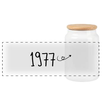 1977 Anniversaire 1977 Retro 1977 - Boîte à biscuits avec couvercle en bois - blanc - Devant