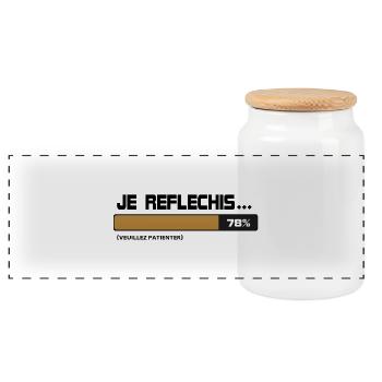 Ich dachte, warten, bitte warten (beige | schwarz) - Panorama Keksdose mit Holzdeckel - Weiß - Vorne