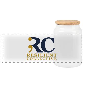 Resilient Collective emblem - Panoramic Cookie Jar with Wooden Lid - white - Front