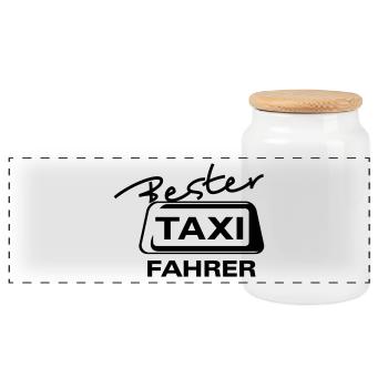 Bester Taxi Fahrer 2 - Panorama Keksdose mit Holzdeckel - Weiß - Vorne