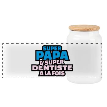 super papa et super dentiste à la fois - Boîte à biscuits avec couvercle en bois - blanc - Devant