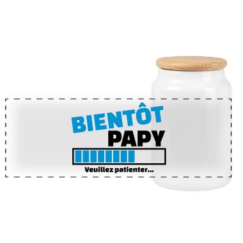 bientôt papy - Boîte à biscuits avec couvercle en bois - blanc - Devant