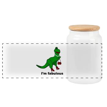Fabulous Dinosaurier - Panorama Keksdose mit Holzdeckel - Weiß - Vorne