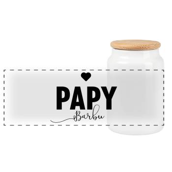 PAPY-BARBU - Boîte à biscuits avec couvercle en bois - blanc - Devant