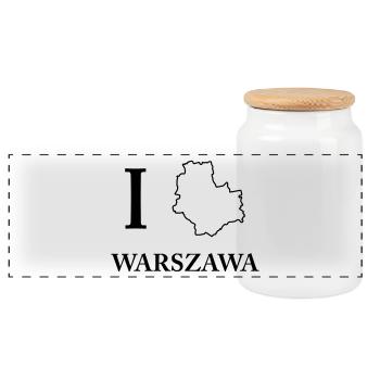 I love Warszawa I love Warsaw - Panoramic Cookie Jar with Wooden Lid - white - Front