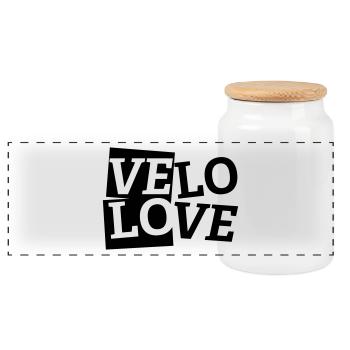 Velo Love love all cyclists - Panoramic Cookie Jar with Wooden Lid - white - Front