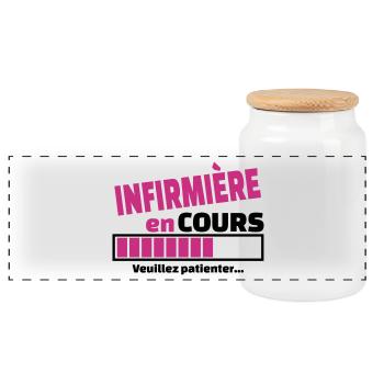 infirmière en cours - Boîte à biscuits avec couvercle en bois - blanc - Devant