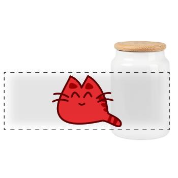 chat doux - Boîte à biscuits avec couvercle en bois - blanc - Devant