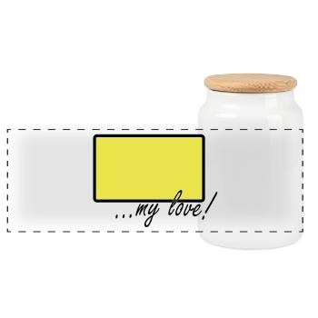 village my love - Panoramic Cookie Jar with Wooden Lid - white - Front