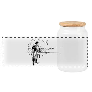 boat sailing boat uboot sailboat sailing yacht - Panoramic Cookie Jar with Wooden Lid - white - Front