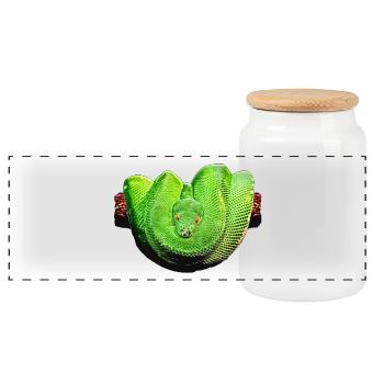 Snake Fractalized - Panoramic Cookie Jar with Wooden Lid - white - Front