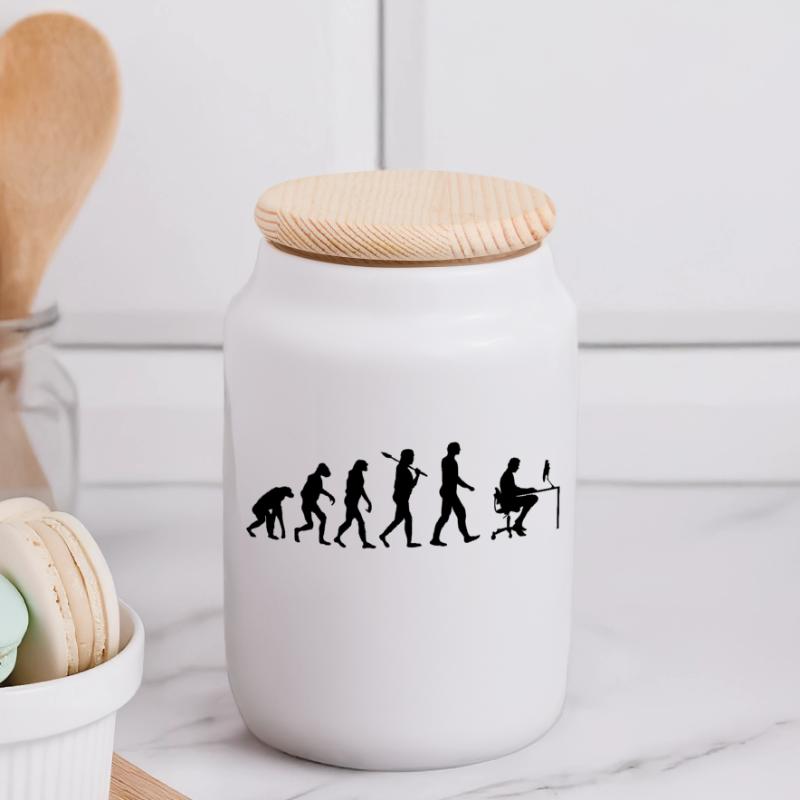 Programmierer T-Shirt · Evolution · Informatik Panorama Keksdose mit Holzdeckel