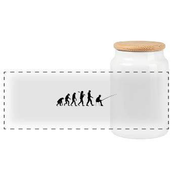 Angler Evolution fishing gift - Panoramic Cookie Jar with Wooden Lid - white - Front
