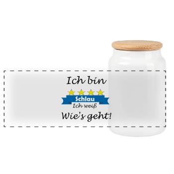 Schlau - Panorama Keksdose mit Holzdeckel - Weiß - Vorne