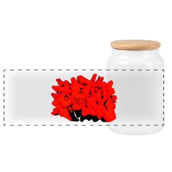 SAD graffiti - Panoramic Cookie Jar with Wooden Lid - white - Front