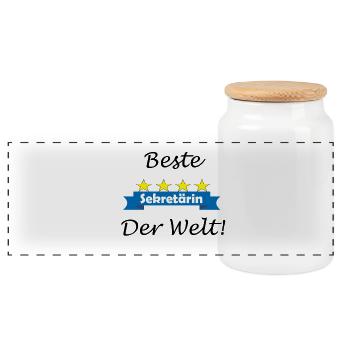 Beste Sekretärin der Welt! - Panorama Keksdose mit Holzdeckel - Weiß - Vorne