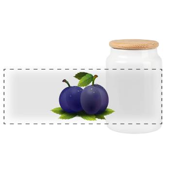 plum pflaume veggie gemuese fruits1 - Panorama Keksdose mit Holzdeckel - Weiß - Vorne