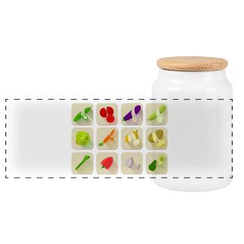 paprika chilli chili pepper citrus veggie vegetable - Panoramic Cookie Jar with Wooden Lid - white - Front