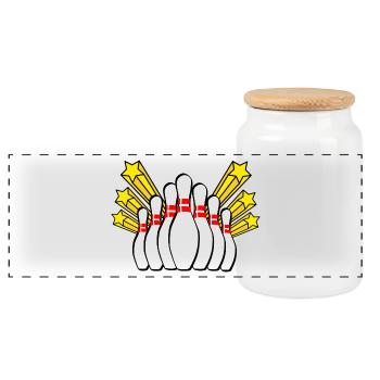 bowling - Panoramic Cookie Jar with Wooden Lid - white - Front