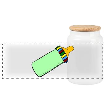Flasche - Panorama Keksdose mit Holzdeckel - Weiß - Vorne