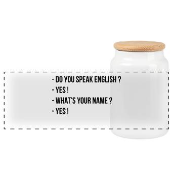 Do you speak English? - Panoramic Cookie Jar with Wooden Lid - white - Front