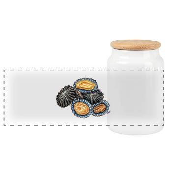 Patelles - fruits de mer - patelle - Boîte à biscuits avec couvercle en bois - blanc - Devant