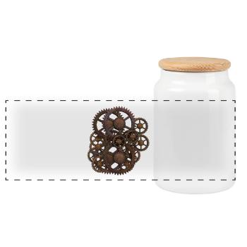 gears - Panoramic Cookie Jar with Wooden Lid - white - Front
