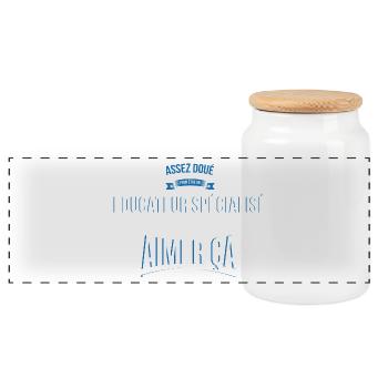 Educateur spécialisé doué fou cadeau homme - Boîte à biscuits avec couvercle en bois - blanc - Devant