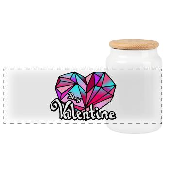 Valentine's Day Be my Valentine geometric - Panoramic Cookie Jar with Wooden Lid - white - Front