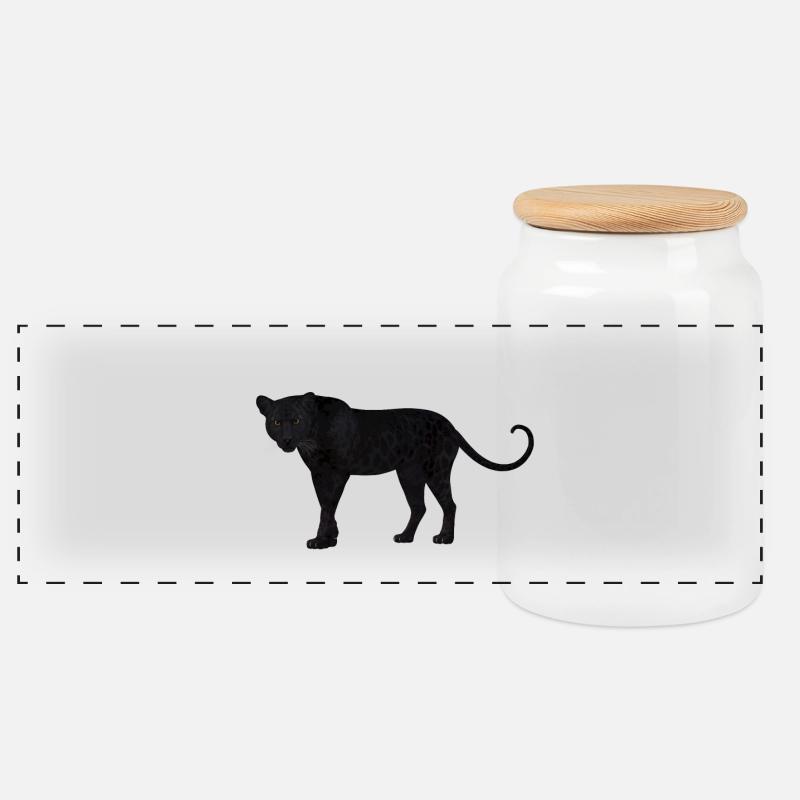 Der schwarze Panther :) - Panorama Keksdose mit Holzdeckel - Weiß