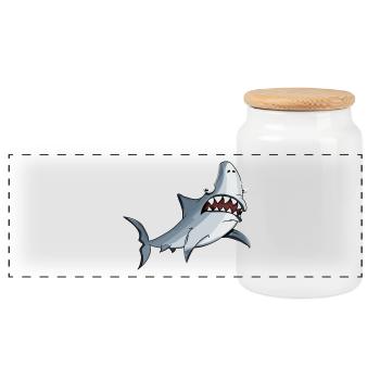 requin drôle - Boîte à biscuits avec couvercle en bois - blanc - Devant