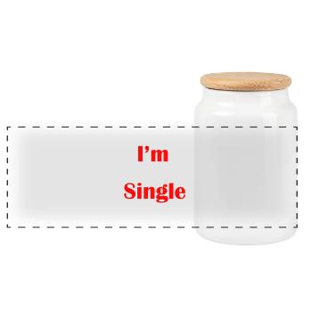 i am single - Panoramic Cookie Jar with Wooden Lid - white - Front