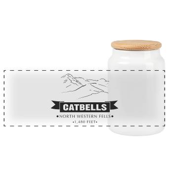 Catbells - Panoramic Cookie Jar with Wooden Lid - white - Front