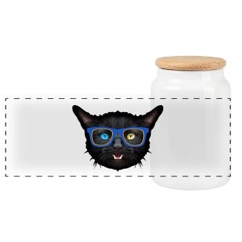 Tier Katze lulnette Elritzen Fantasie 402 - Panorama Keksdose mit Holzdeckel - Weiß - Vorne