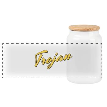 Trojan - Panoramic Cookie Jar with Wooden Lid - white - Front