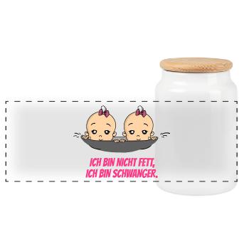 Ich Bin Nicht Fett Schwangerschaft Baby - Panorama Keksdose mit Holzdeckel - Weiß - Vorne
