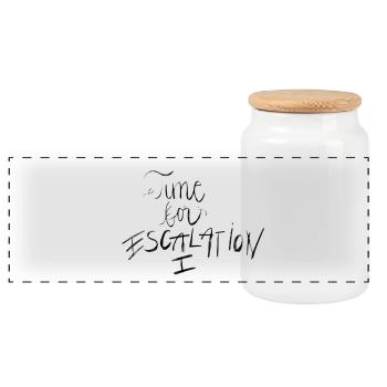 Time for Escalation - Panoramic Cookie Jar with Wooden Lid - white - Front