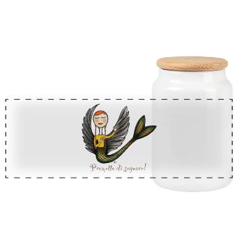 PROMISE TO DREAM - Panoramic Cookie Jar with Wooden Lid - white - Front