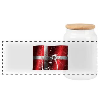 Denmark flag cool vintage used sport look - Panoramic Cookie Jar with Wooden Lid - white - Front
