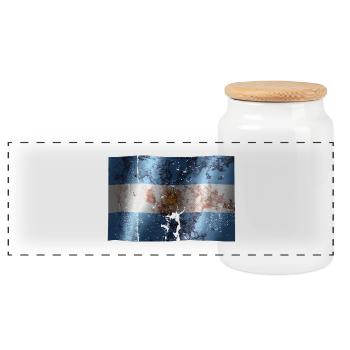 Argentina flag cool vintage used sport look - Panoramic Cookie Jar with Wooden Lid - white - Front