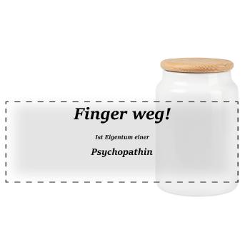 Finger weg ! - Panorama Keksdose mit Holzdeckel - Weiß - Vorne