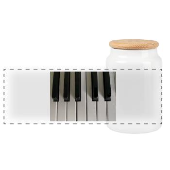 clés de piano - Boîte à biscuits avec couvercle en bois - blanc - Devant