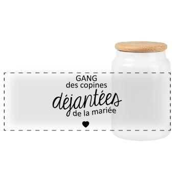 Gang des copines de la mariée - Boîte à biscuits avec couvercle en bois - blanc - Devant
