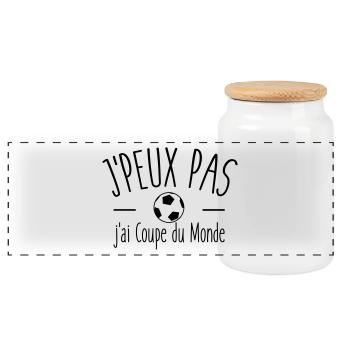Je peux pas j'ai coupe du monde - Boîte à biscuits avec couvercle en bois - blanc - Devant