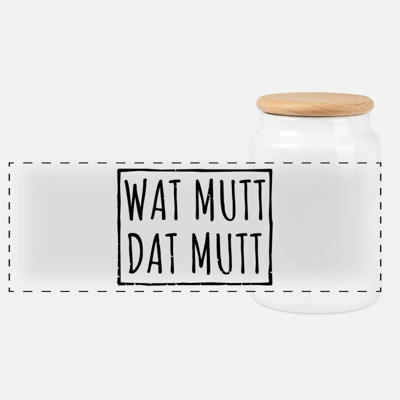 Wat Mutt Dat Mutt Spruch Geschenk - Panorama Keksdose mit Holzdeckel - Weiß